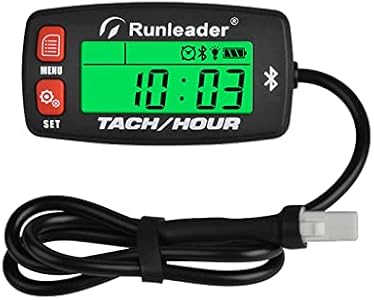 Runleader Digital Bluetooth Hour Meter Tachometer, Mobile Remote Operated RPM/Hour Meter, Regular Maintenance Reminder, Battery or DC 12V Power Supply for Lawn Mower Generator Boat Snowmobile (1) Runleader