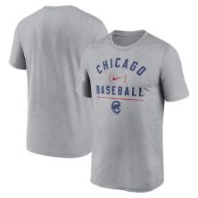 Men's Nike Heather Charcoal Chicago Cubs Arch Baseball Stack Performance T-Shirt Nitro USA