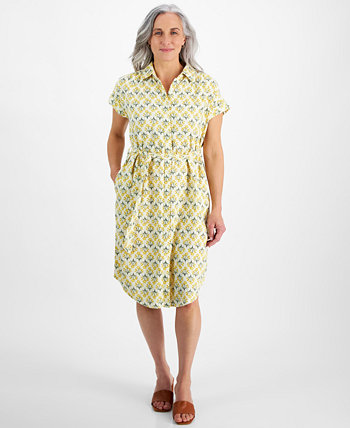 Petite Flower Bunch Camp Shirt Dress, Created for Macy's Style & Co