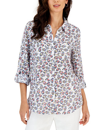 Женская льняная рубашка с принтом пейсли, созданная для Macy's Charter Club