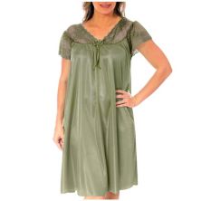 Women's Silky Feeling Cap Sleeves Nightgown With A Floral Lace Design Yafemarte