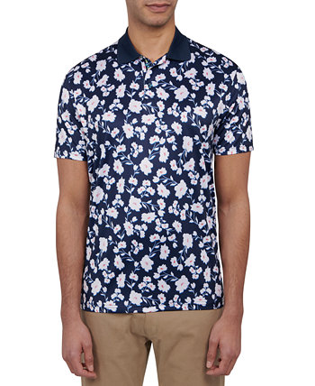 Мужская рубашка-поло приталенного кроя с цветочным принтом Society of Threads