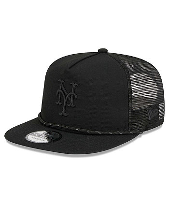 Мужская кепка для гольфа Snapback New York Mets Black on Black с сетчатой спинкой New Era