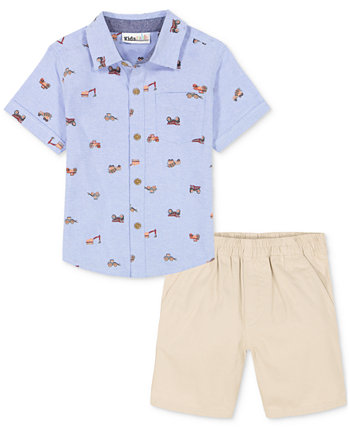 Baby Boys Cotton Short-Sleeve Printed Oxford Shirt & Twill Shorts, 2 Piece Set Kids Headquarters
