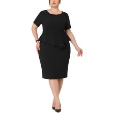 Plus Size Sheath Dress for Women Short Sleeve V Neck Work Business Bodycon Pencil Dresses Agnes Orinda