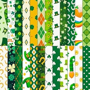 24 Sheet St. Patrick's Day Scrapbook Paper Pads, 6x6in 24 Designs Green Shamrock Art Craft Paper, Lucky Shamrock Leprechaun Coins Shoe Pattern Art Scrapbook for Irish Card Making (A, 6x6in) Welpurch