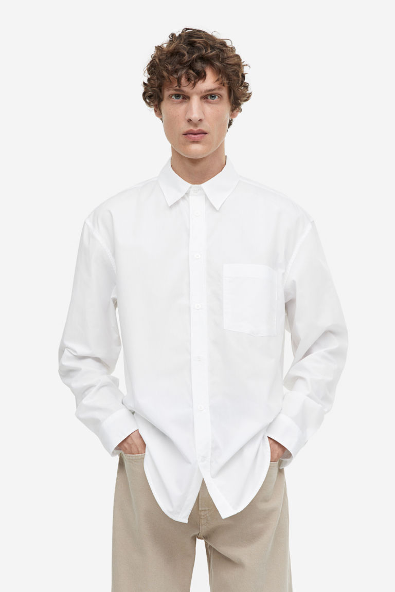 Рубашка из поплина свободного кроя H&M
