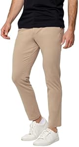 INTO THE AM Mens Casual Pants - Premium Tapered Leg Comfort Khaki Chino Stretch Pants Into The Am