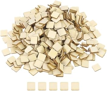 uxcell 600Pcs 10mm(0.39-inch) Unfinished Wooden Circles Blank Square Natural Wood Discs Cutouts for DIY Crafts, Home Decoration uxcell