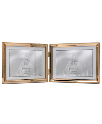Шарнирная двойная рамка для фотографий из полированного металла - дизайн с бусинами, 7 "x 5" Lawrence Frames