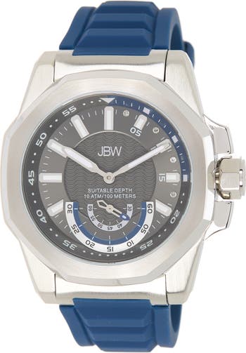 Мужские часы JBW Delmare Diamond Accent с силиконовым ремешком, 51 мм — 0,04 карата JBW