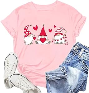 Cute Hearts Print Shirts for Women Love Tshirt Summer Short Sleeve NEWKA