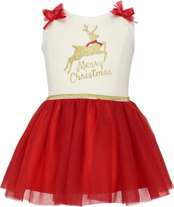 Merry Christmas Reindeer Tulle Dress Popatu