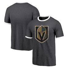Мужская футболка Majestic Threads Heathered Black Vegas Golden Knights Ringer Contrast Tri-Blend Majestic