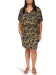 Plus Size Print Tie Faux Wrap Dress Michael Kors