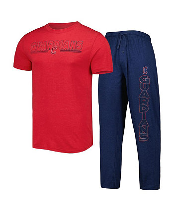 Мужской комплект для сна темно-синего, красного цвета с футболкой и брюками Cleveland Guardians Meter Concepts Sport
