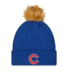 Women's New Era Royal Chicago Cubs Snowy Cuffed Knit Hat with Pom New Era