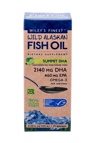 Wiley's Finest Wild Alaskan Fish Oil Summit DHA Lime — 4,23 жидких унции Wiley's Finest
