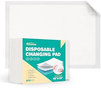 Disposable Changing Pads for Baby 100 Count, Diaper Changing Pad 13 x 18 in, Changing Pad Liner Super Absorbent, Perfect Disposable Pads for Newborns ALLONWAY