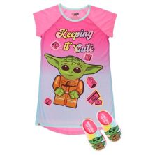 Набор для девочек 4–12 лет LEGO Star Wars Grogu, он же Baby Yoda, ночная рубашка и тапочки Licensed Character