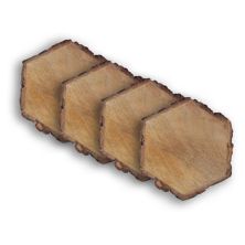 Dainty Home Wood With Tree Bark Designed 4&#34; Hexagon Coaster Set Of 4 Dainty Home