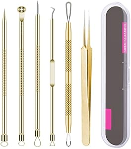 Pimple Popper Tool Kit, 6 Pcs Blackhead Remover Acne Needle Tools Set Removing Treatment Comedone Whitehead Popping Zit for Nose Face Skin Blemish Extractor Tool - Silver Blaaroom