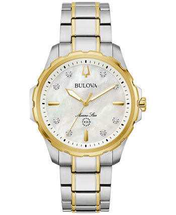 Женские двухцветные часы-браслет из нержавеющей стали с бриллиантами и морской звездой, 36 мм Bulova