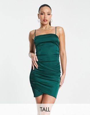 Изумрудно-зеленое атласное платье мини NaaNaa Tall NaaNaa