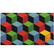 Red and Green 3D Cube Design Rectangular Outdoor Doormat 29&#34; x 18&#34; Christmas Central
