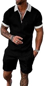 BIRW Mens Short Sets 2 Piece Outfits Polo Shirt Fashion Summer Tracksuits Casual Set Short Sleeve and Shorts Set for Men BIRW