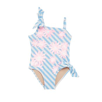 Little Girl's &amp; Girl's Sequin Daisy Stripe One-Piece Swimsuit Shade critters
