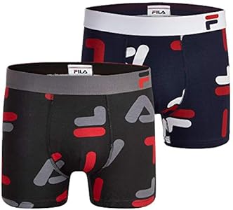 Fila Men's 3" No Fly Boxer Brief with Built in Pouch Support (2-Pack of Trunk Briefs) Fila