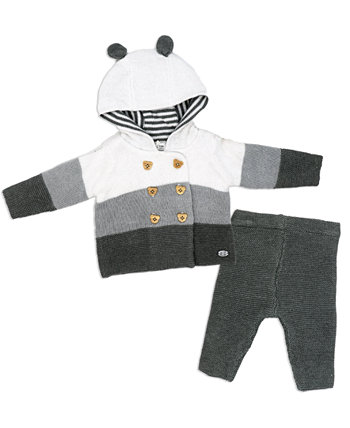 Вязаный кардиган с капюшоном и штаны для новорожденных мальчиков, комплект из 2 предметов Rock-A-Bye Baby Boutique