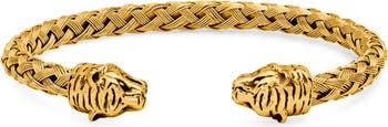 Плетеный браслет-манжета с изображением тигра HMY Jewelry