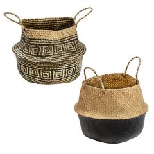 Honey-Can-Do Set of 2 Folding Seagrass Storage Belly Baskets Honey-Can-Do