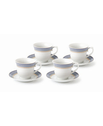 Набор чашек и блюдца для чая или кофе, 8 предметов, 8 унций, сервиз на 4 персоны Lorpen