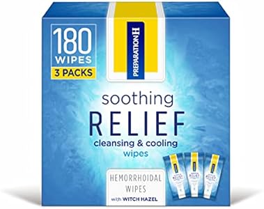 Preparation H Hemorrhoid Treatment Soothing Relief Cleansing and Cooling Wipes, Aloe and Witch Hazel Wipes for Butt Itch Relief - 60 Count (Pack of 3) Preparation H