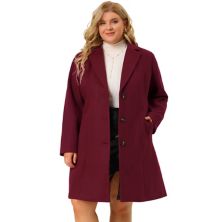 Women's Plus Size Outerwear Notched Lapel Single Breasted Midi Peacoat Agnes Orinda