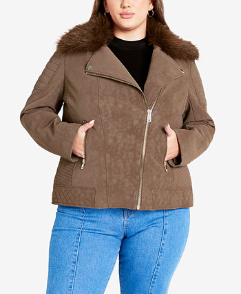 Куртка с воротником из искусственного меха размера плюс Наталья AVENUE