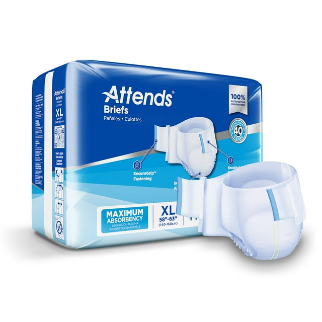 Attends Adult Incontinence Brief XL Heavy Absorbency Contoured, DDA40, Heavy to Severe, 20 Ct Attends