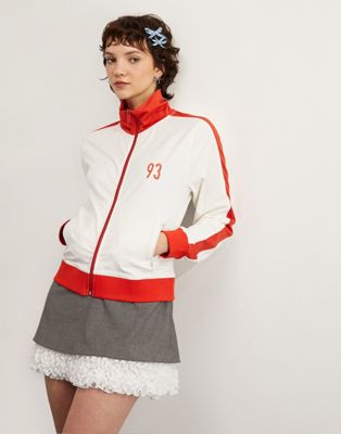 Кремово-красная спортивная куртка на молнии с изображением 93 ASOS DESIGN ASOS DESIGN