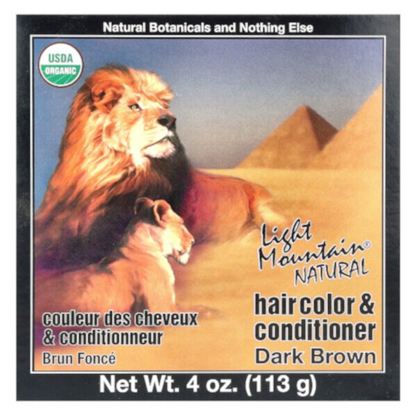 Натуральная краска и кондиционер для волос, темно-коричневый, 4 унции (113 г) Light Mountain