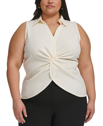 Блузка больших размеров с воротником и закручивающейся передней частью Calvin Klein