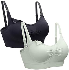 Suekaphin 2PACK Nursing Maternity Bra for Pregnancy Women Breastfeeding Comfortable Sleeping with Extenders Suekaphin