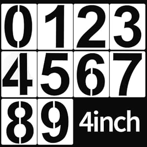 4 Inch Large Number Stencils Set, Plastic 0-9 Address Number Painting Stencils Templates Reusable Digital Templates for Cake Stencil Mailbox Signs Parking Lot House Numbers Stencils Wall Art Dimeho