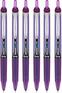 Pilot Precise V7 Retractable & Refillable Rolling Ball Ink Pens, Purple Ink, 0.7mm Fine Point, 6 Pack Pilot