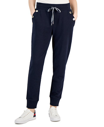 Женские однотонные брюки-джоггеры в морском стиле с отделкой на пуговицах Tommy Hilfiger