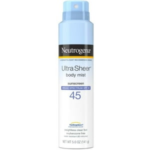 Neutrogena Ultra Sheer Body Mist Full Reach Sunscreen Spray SPF 45 5 oz (Pack of 6) Neutrogena