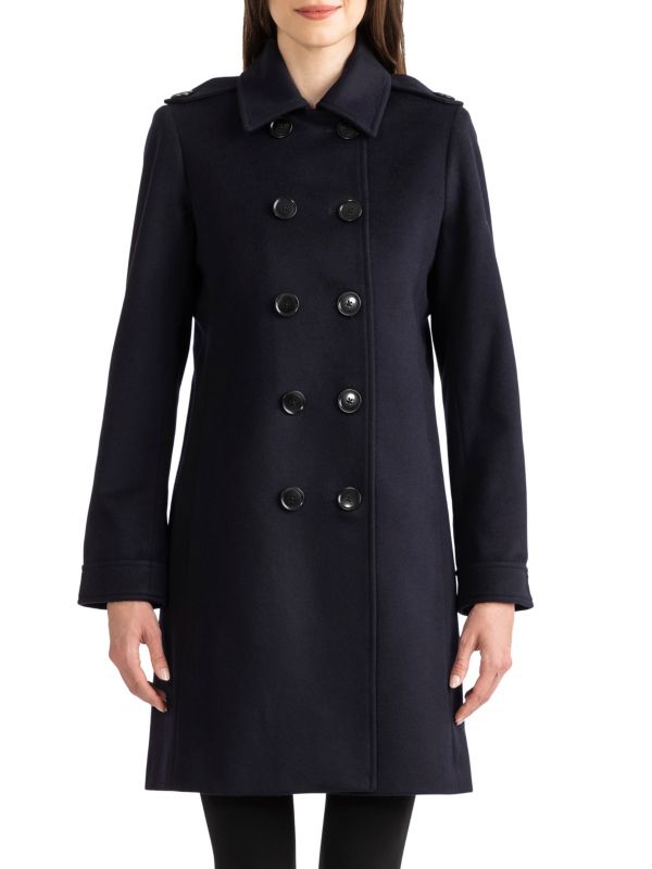 Двубортное пальто в стиле милитари из шерсти и кашемира Sofia Cashmere