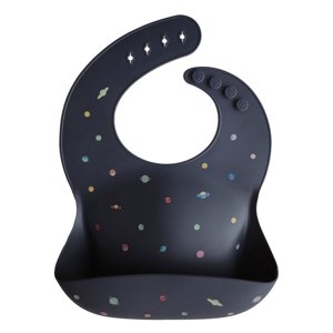 Mushie Silicone Baby Bib, Planets - Adjustable, Unisex Waterproof Toddler Bib for Easy Clean-Up Mushie